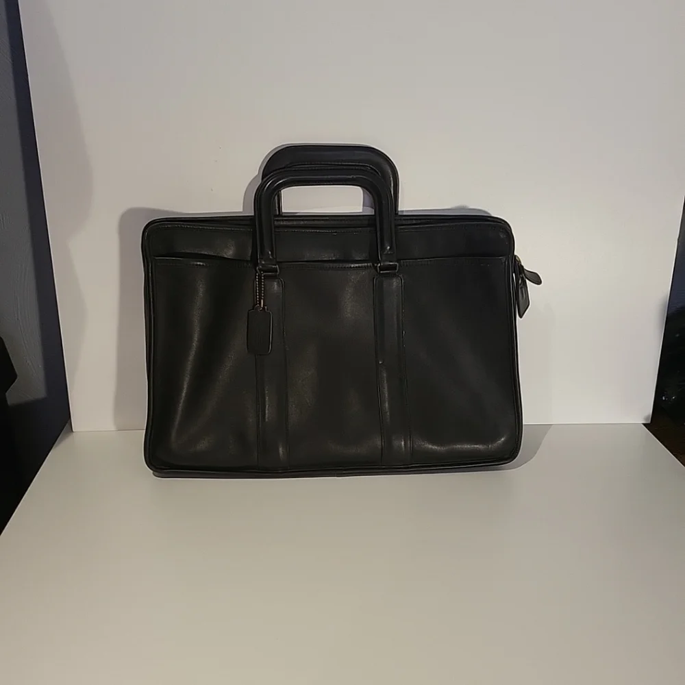 Coach Embassy Briefcase Portfolio Laptop Bag Black Leather 076-8031